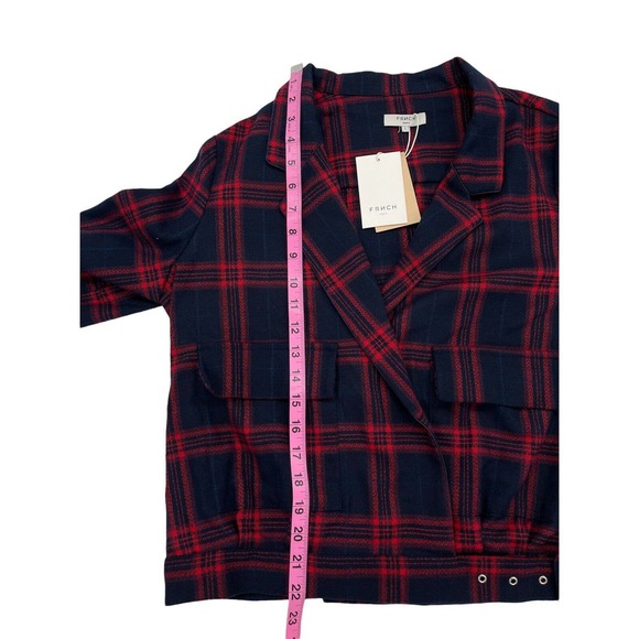 FRNCH Paris Coat Jacket With Buckle In Plaid Size Large - Picture 7 of 9